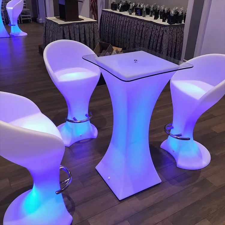 Wholesale Modern 16 Color-Changing Table Led Outdoor Waterproof Light-Emitting Plastic Bar Table Rental For Outdoor Activities