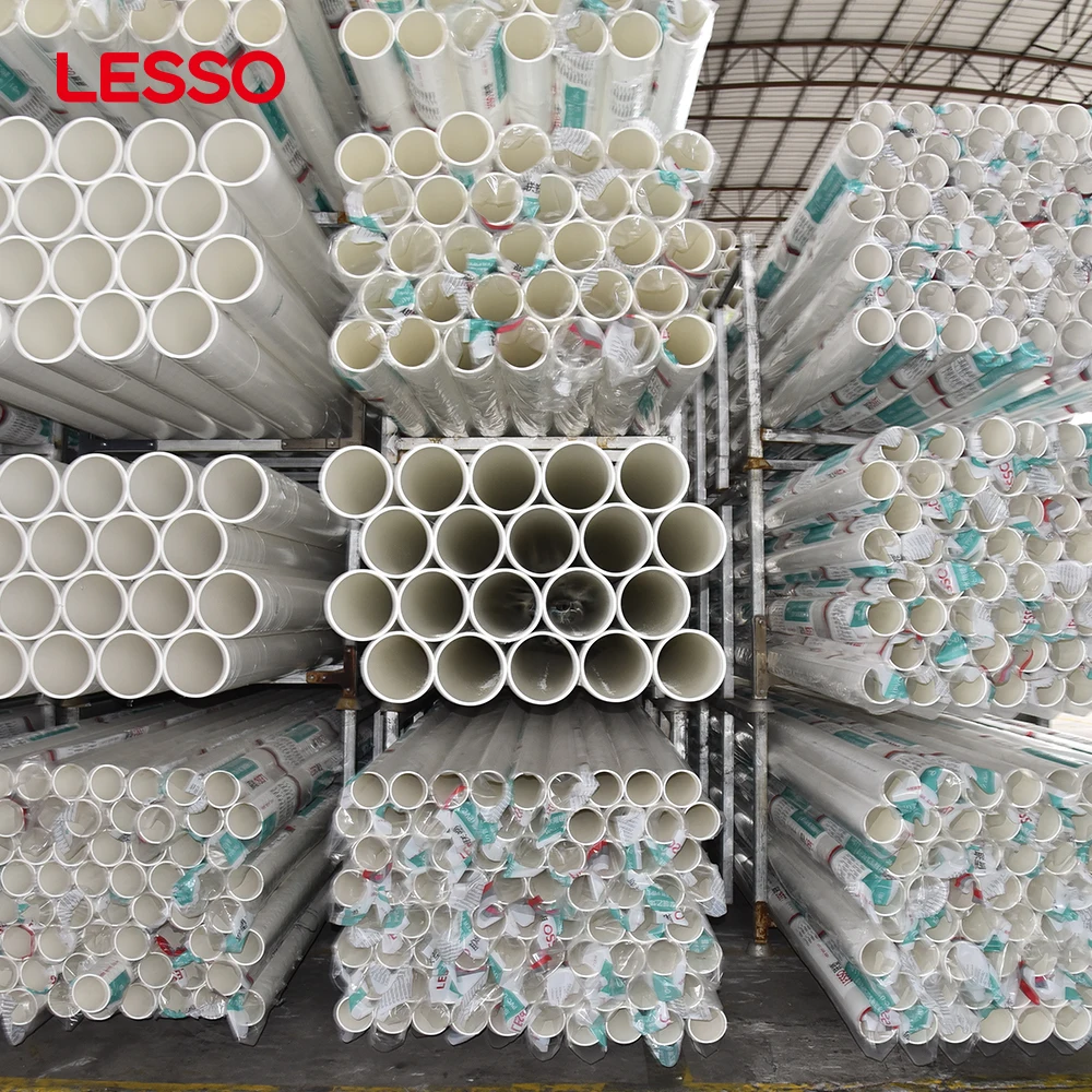 LESSO high temperature resistance durable plastic 100mm blue pvc water supply pipe and fittings