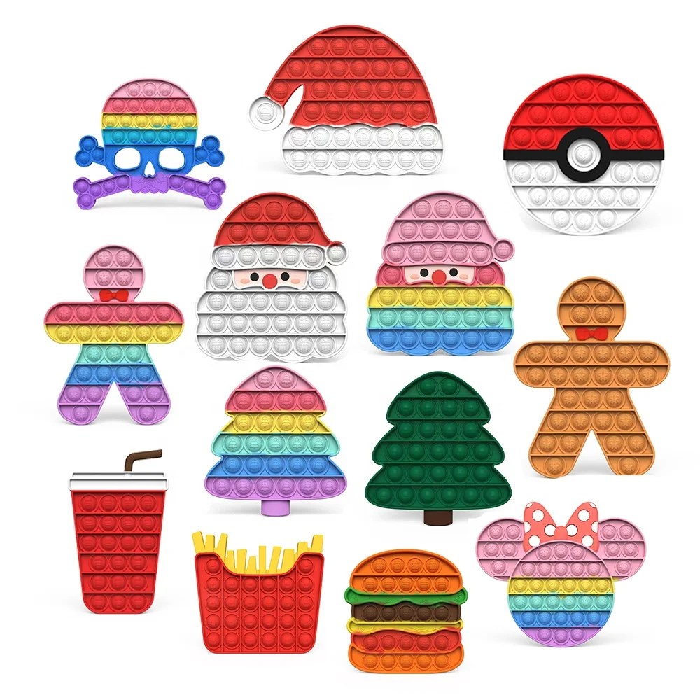 Pop n Play Kids Toys Christmas Gift PokeBall Santa Claus Gingerbread Silicone Push Bubble Fidget Educational Toys