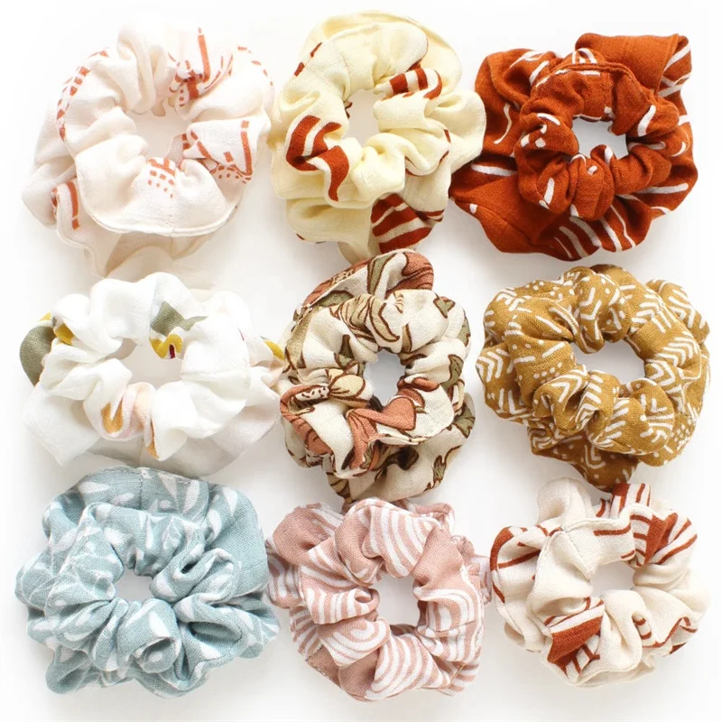 Wholesale Custom Newborn Girl Baby Hair tie parent-child headband Set Hair Accessories Bamboo Cotton Muslin 2 Pieces Headbands