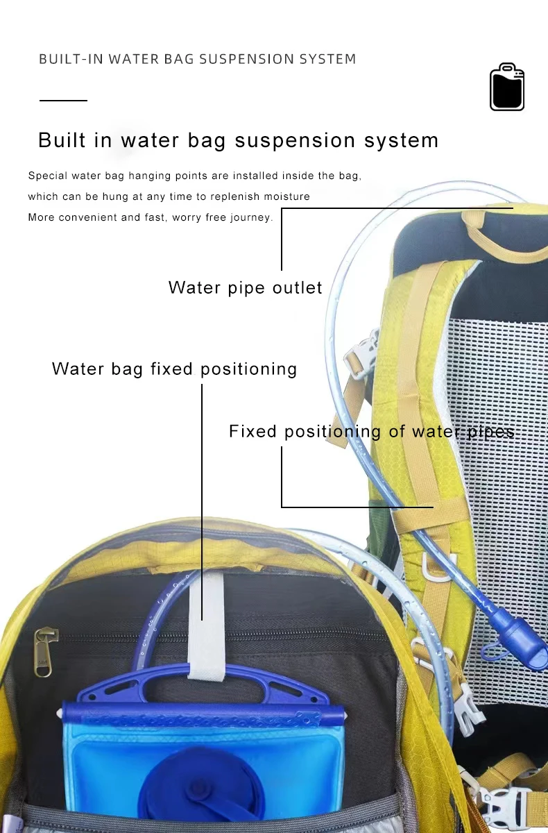 40L Outdoor Adventures Mountaineering Hiking Cycling Travel Multi Functional Large Capacity Waterproof Sport Hydration Backpack