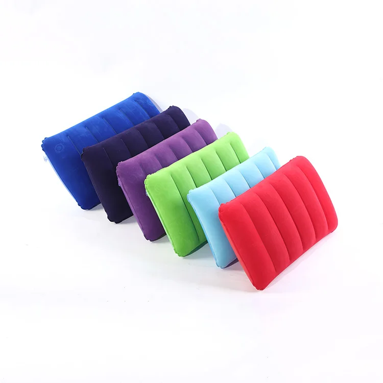 Manufacturers Supply Office Flocking Inflatable Nap Pillow Outdoors Travel Airplane Camping Comfortable Air Pillow