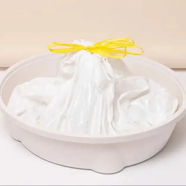 High quality cute disposable cat litter box pan liner filter refills waste flat plastic bag for litter with drawstring