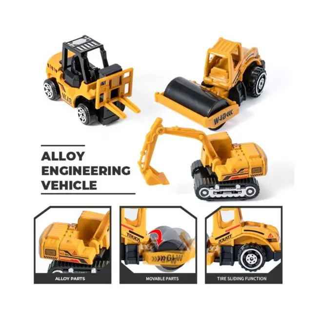 1/55 Scale Plastic Mini Model Dump Truck Garbage Truck Carriage Hoist Road Roller Engineering Trucks