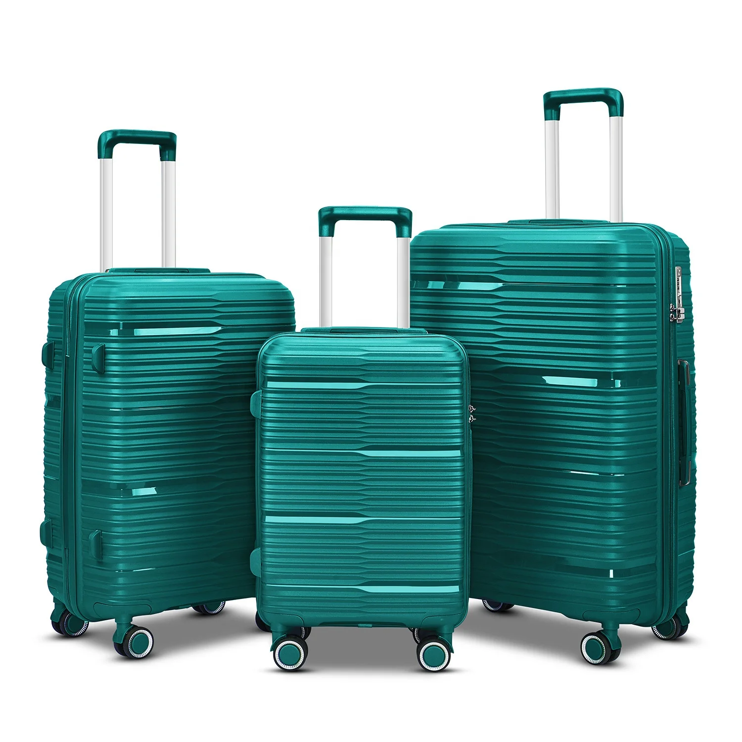 Exclusive Designer Hard Shell PP Trolley Travel Suitcases Luggage 3 Pieces Koffer Sets