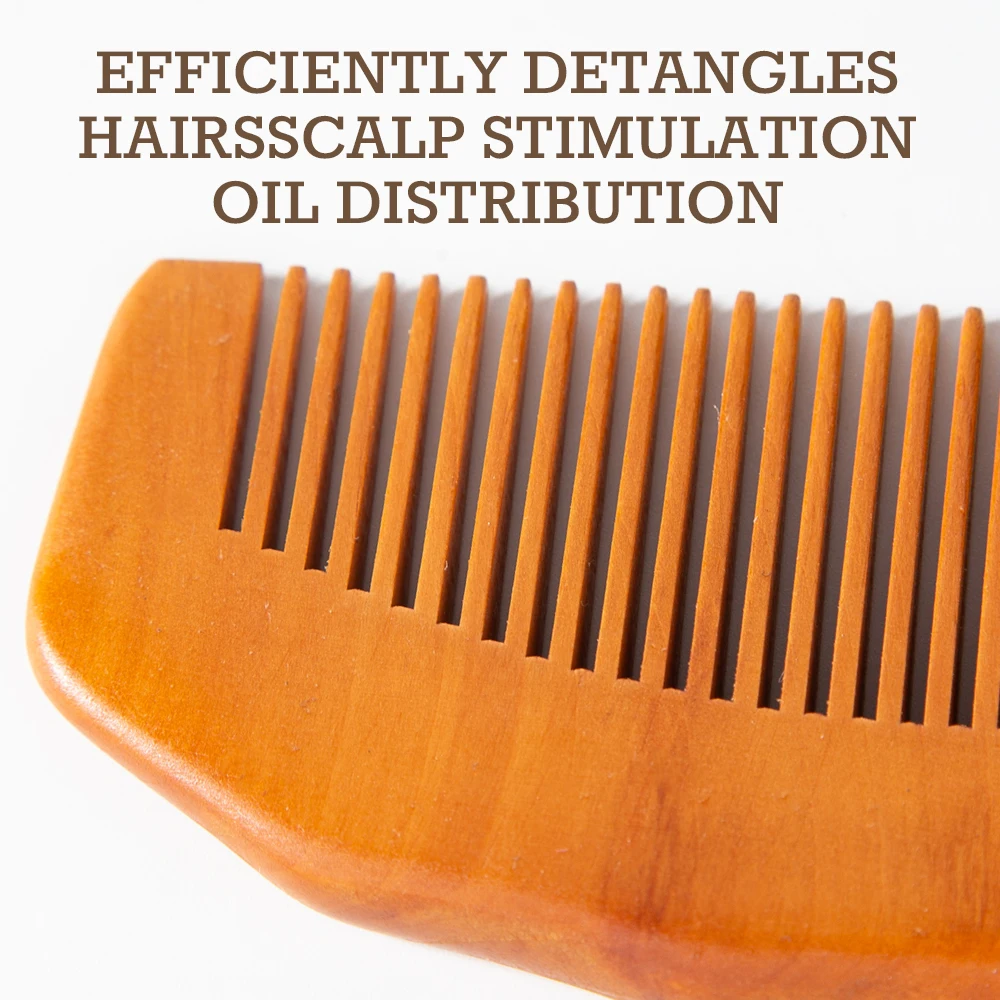 Fine Coarse Teeth Pocket Hairbrush Eco-Friendly Natural Wood Hair Comb Handmade Common Wooden Detangling Comb For Hairs & Beard