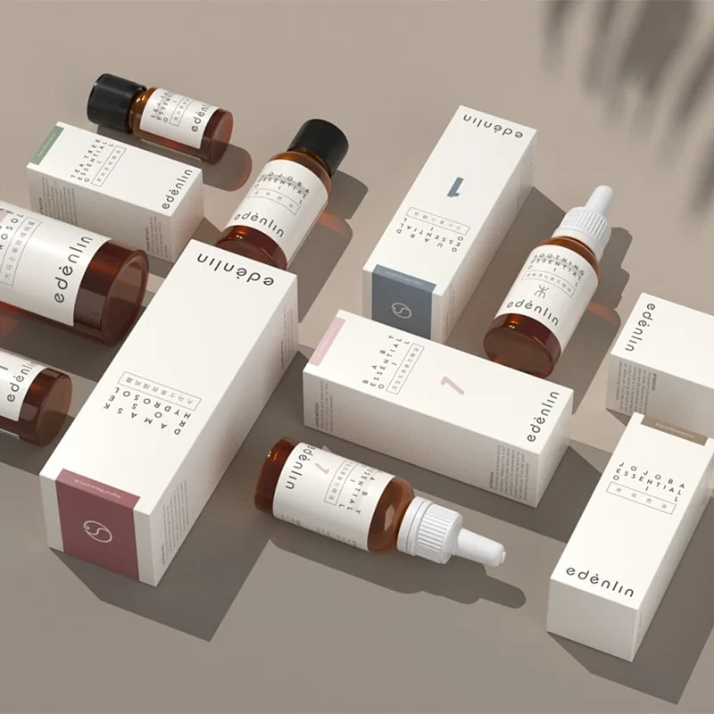 Customized Cosmetics Packaging Card Box Skin Care Products Water Emulsion Essence Series Set White Paper Hand