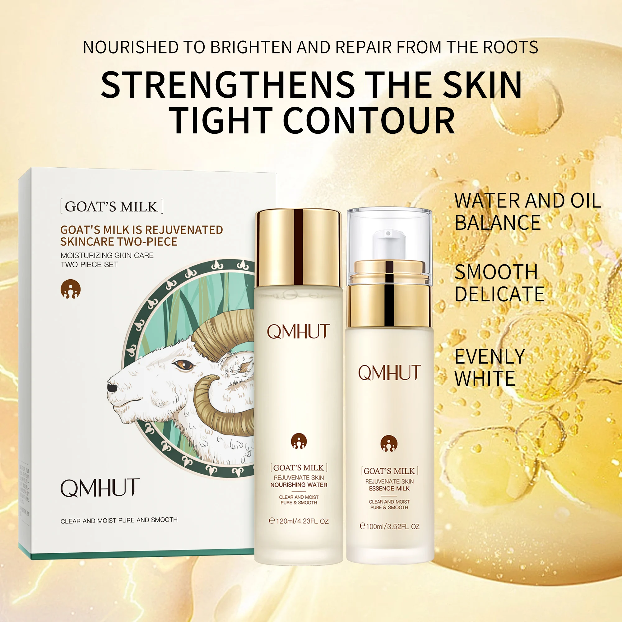 Oem Odm Moisturizing Goat Milk Serum Toner Firming Repairing  2 Pack Set Skin Care Kit For Travel