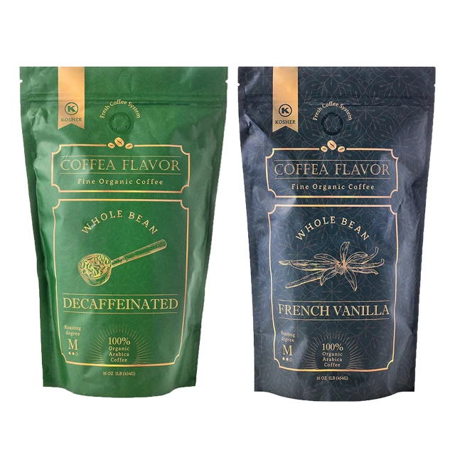 Laminated Stand up 250g 340g 500g 1kg Custom Foil Coffee Bean Packaging Snack Food Mylar Bag Zipper