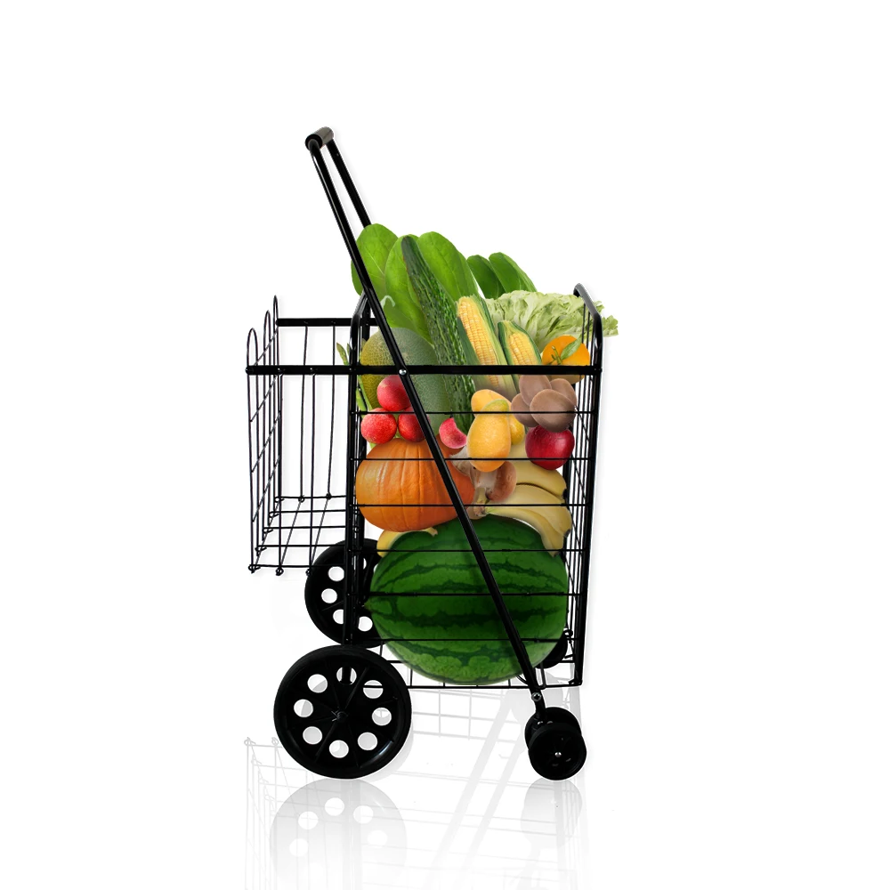 75lb 35KG Folding Shopping Grocery Basket Large Metal Rolling Laundry grocery cart with wheels  for supermarket