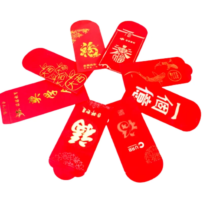 Custom Design Gold Foil Red Envelope Decoration Wedding Invitation Envelope Card New Year Red Pocket