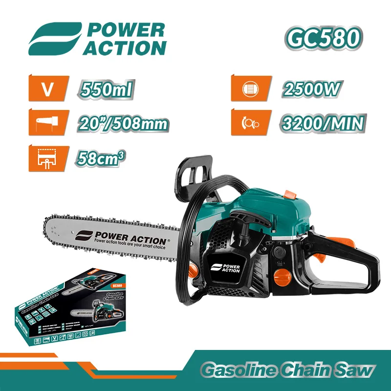 2 Stroke Gasoline Professional Powerful 58CC Gasoline Chain Saw Chainsaw