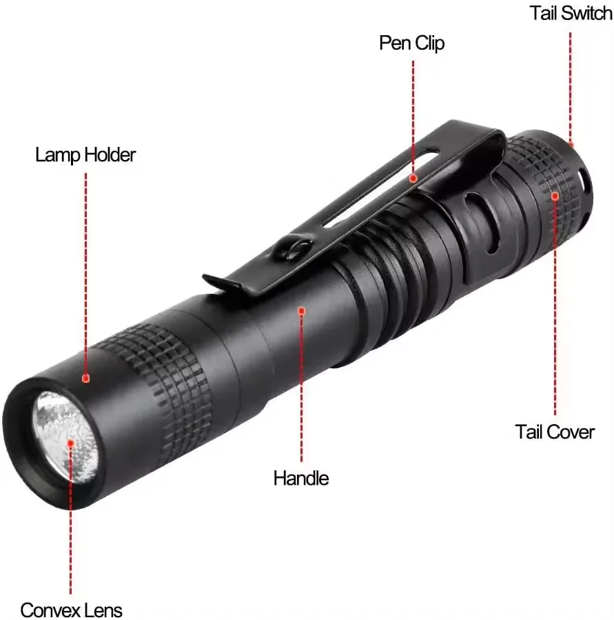 Mini LED Flashlight Waterproof Lantern AAA Battery 1 Switch Mode Outdoor Camping Flashlight