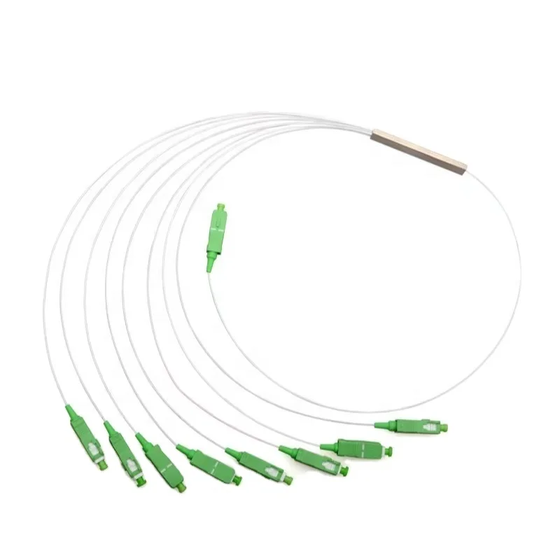 Factory price Fiber Passive Fiber Optic 1*8 mini micro type bare cable PLC splitter With Without Connector SC/APC FTTH