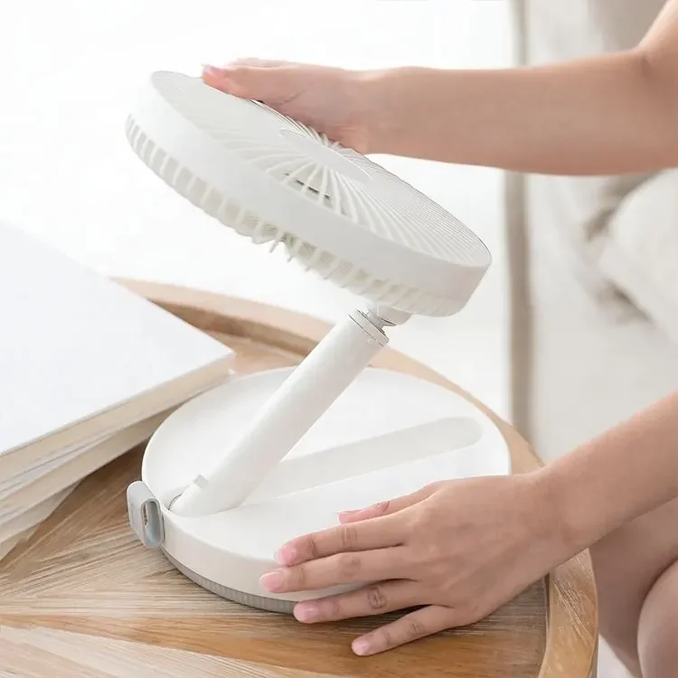 Foldable Table Fan Usb Rechageale Portable Mini Folding Fan Telescopic Auto Oscillating Electric Standing Air Cooling Fan