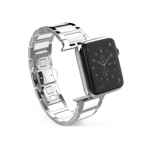 CRESTED Stainless Steel Strap For Apple watch 42mm 38mm apple watch Series 5 4 3 Ceramic wrist iwatch band Link Bracelet belt co
