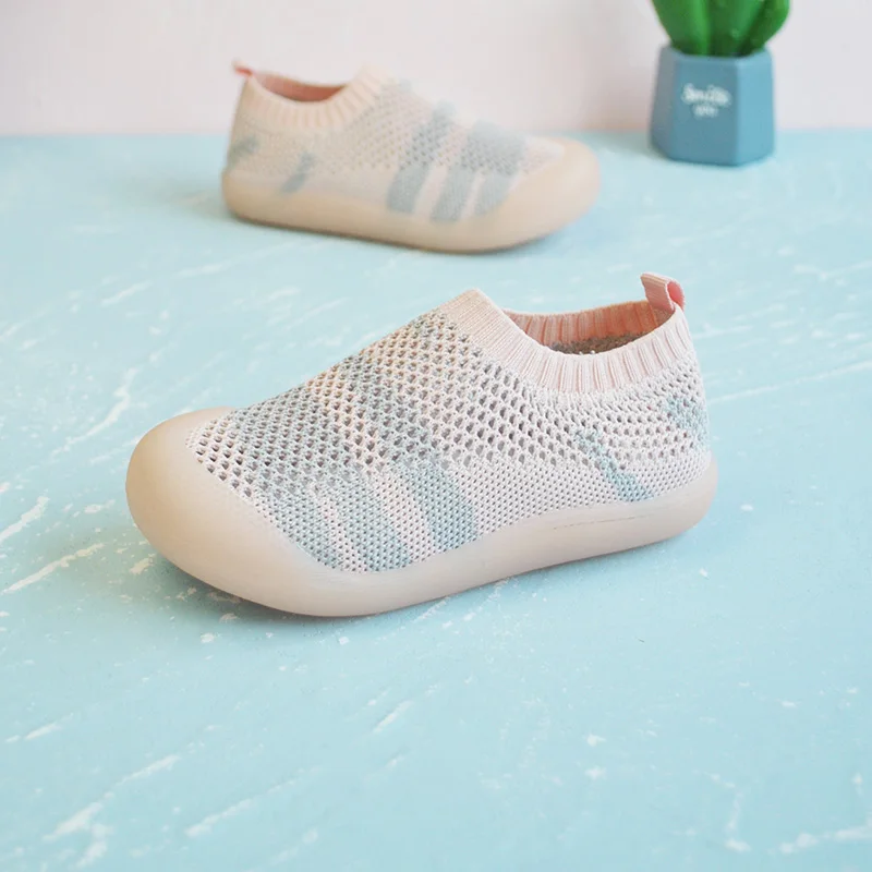 Little Girls Lovely Breathable Knitted  Sneakers Soft Bottom  Kids Casual Outdoor Daily Walking Kids Shoes
