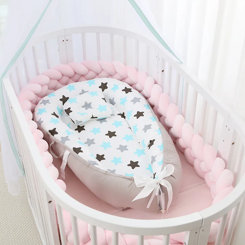100% cotton luxury newborn baby lounger cot for babies sleep nest pillow for sale