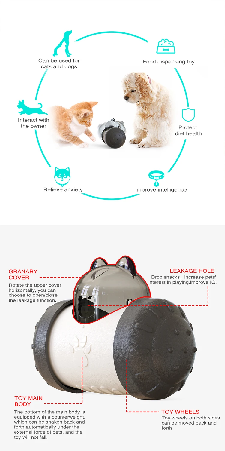 Factory price  pet product swing bear food dispensing toy durable dog puzzle treat toy