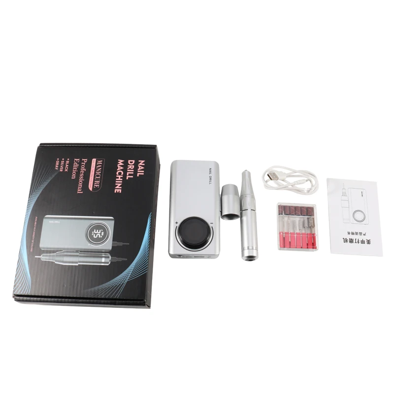 Multifunctional and convenient manicure polishing LED display rechargeable nail drill machine