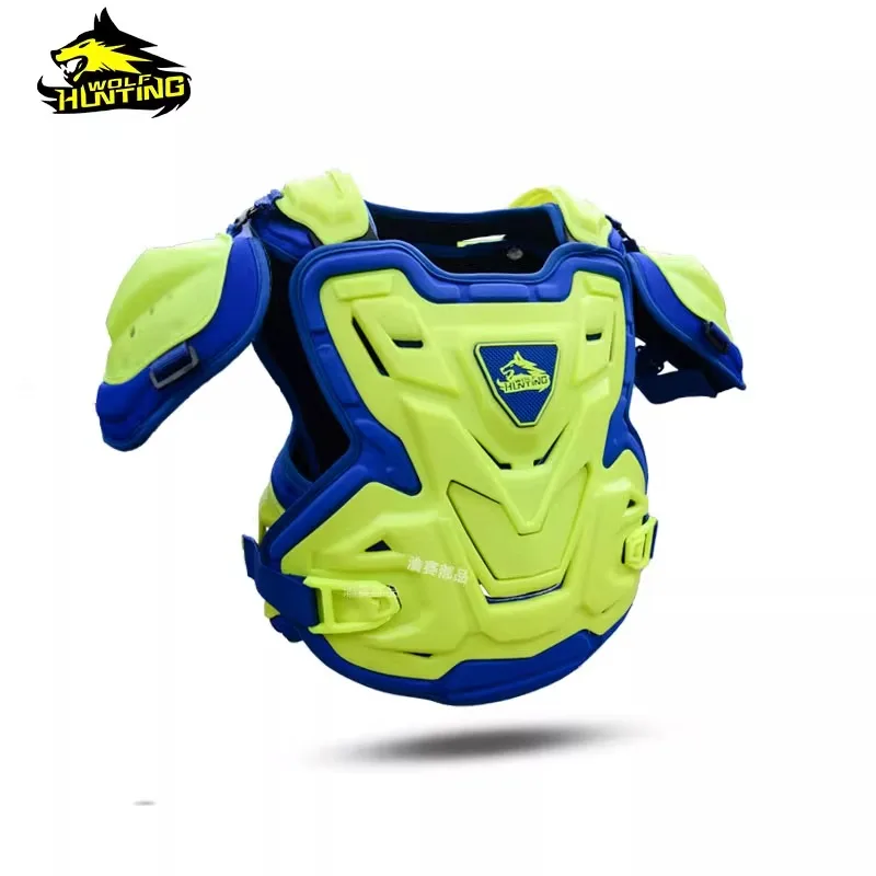 JXT Wolf teenager children Armor Motorcycle Riding Armor Off-road Vest Chest Protection Parallel Car Armor Blue Yellow