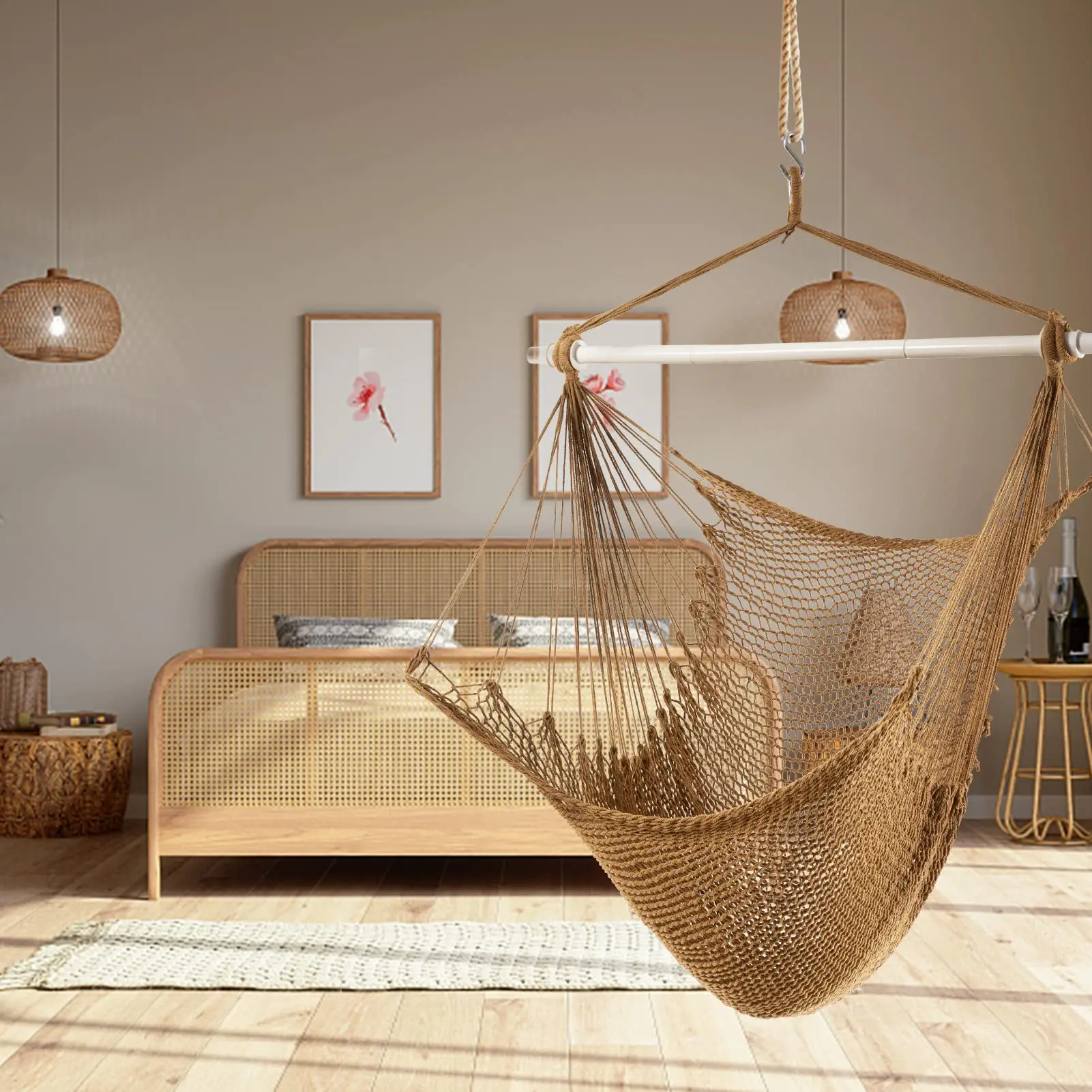 Custom Outdoor Modern Patio Removable Portable Camping Garden Triangle Hanging Swing Chair Hammock Bed With Frame