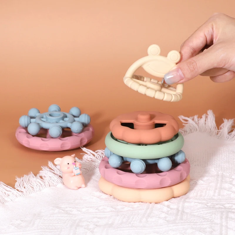 2025 New BPA Free Silicone Chewing Teething Children Stacking Toys Silicone Baby Montessori Toy