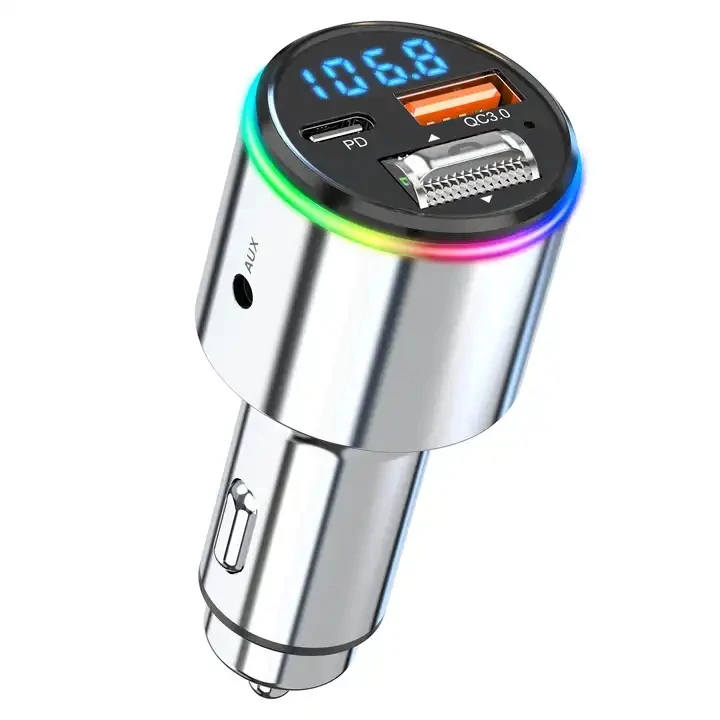 2024 New Arrival Car MP3 Player Bluetooth 5.1 Zinc Alloy USB Fast Charger FM Transmitter QC 3.0 Car Charger