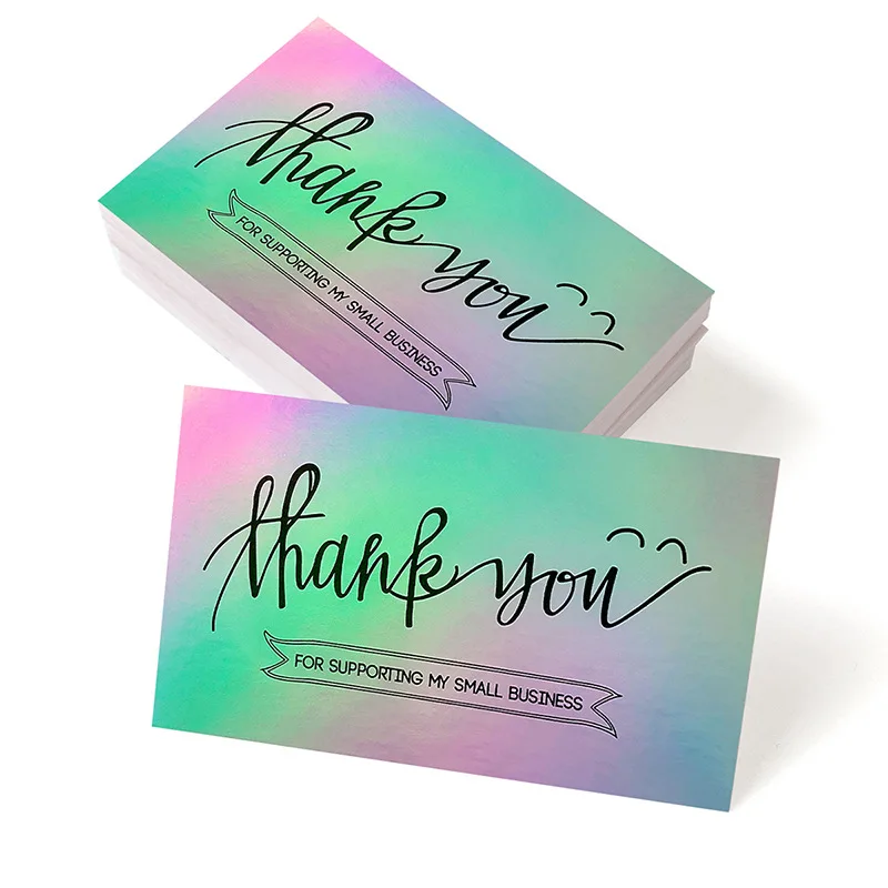 Wholesale Custom UV Holographic Laser Gold Foil Design Business Card Gift Small Business Thank You Note Card
