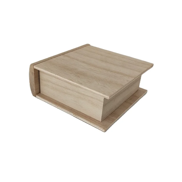 unfinished paulownia wood cosmetic boxes book shape wood drawer box