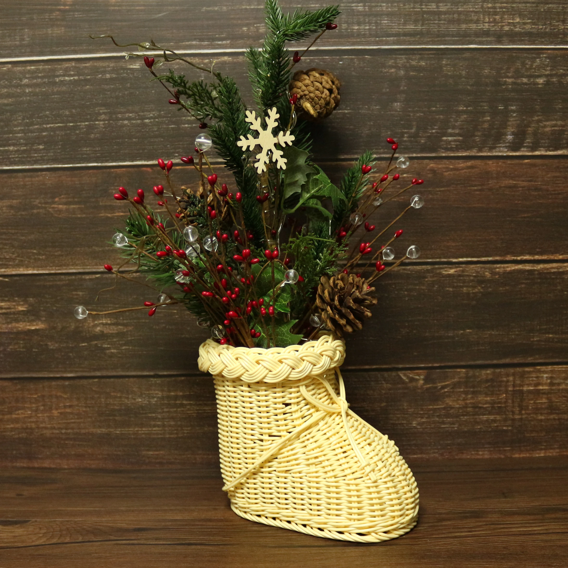 Party Wedding Home Decoration Handmade Boot Shape Plastic Rattan Vase