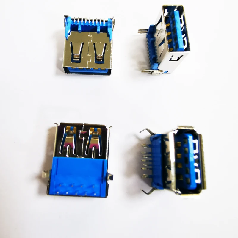 USB 3.0 Connector Female Socket 180 degree Bent Feet AF type for computer,laptop,notebook L=11.5mm,13mm,13.7mm,15mm