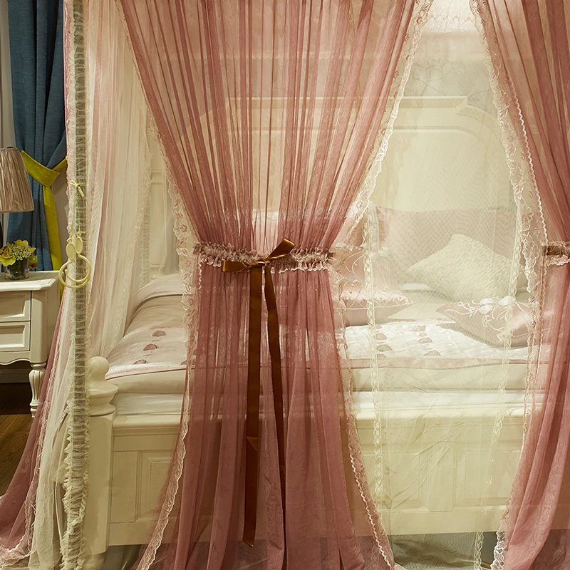 2019 New Design Fashion Girls Lace Princess Large Space Long Lasting Square Mosquito Net Bed Curtain