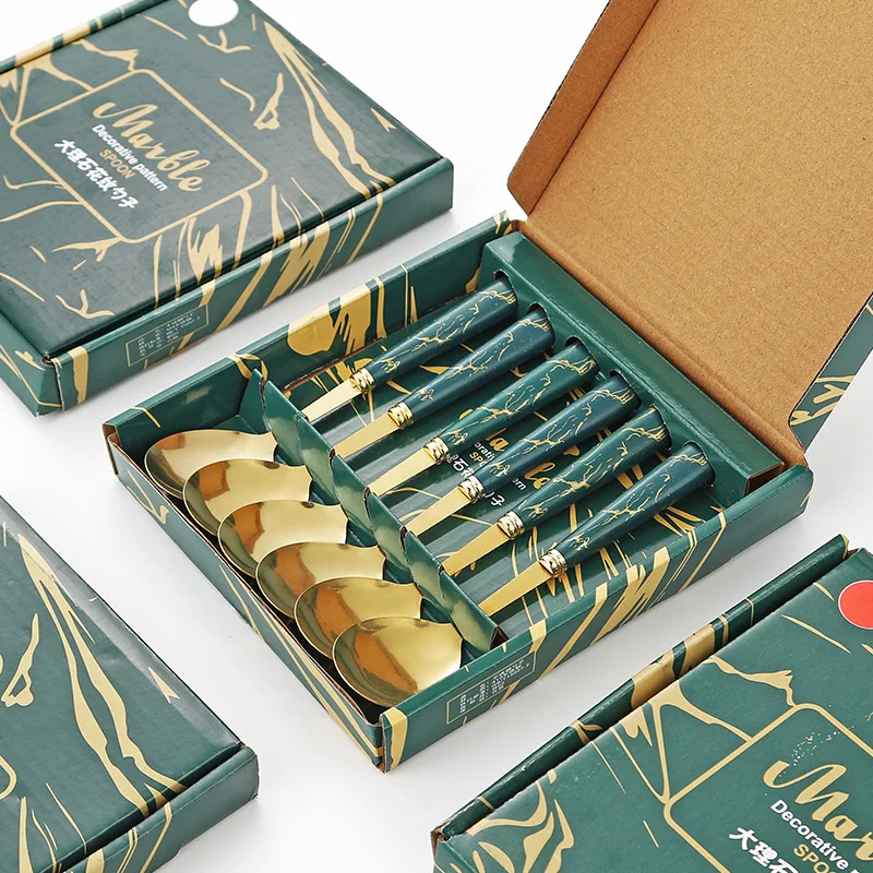 Wholesaler Titanium Flatware Sets Packing Designs Factory Brass Fork Set Chopsticks For Hotels Plastic Handle Spoon Set