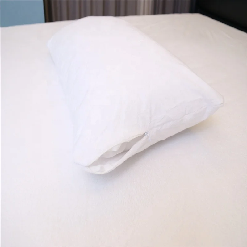 Pure white waterproof pillow case terry cotton material pillow case