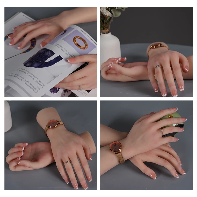 Eta Female Silicone Lifelike Movement Model Manual Flexible Finger Adjustment Nail Ring Bracelet Jewelry Display Silicone Hand