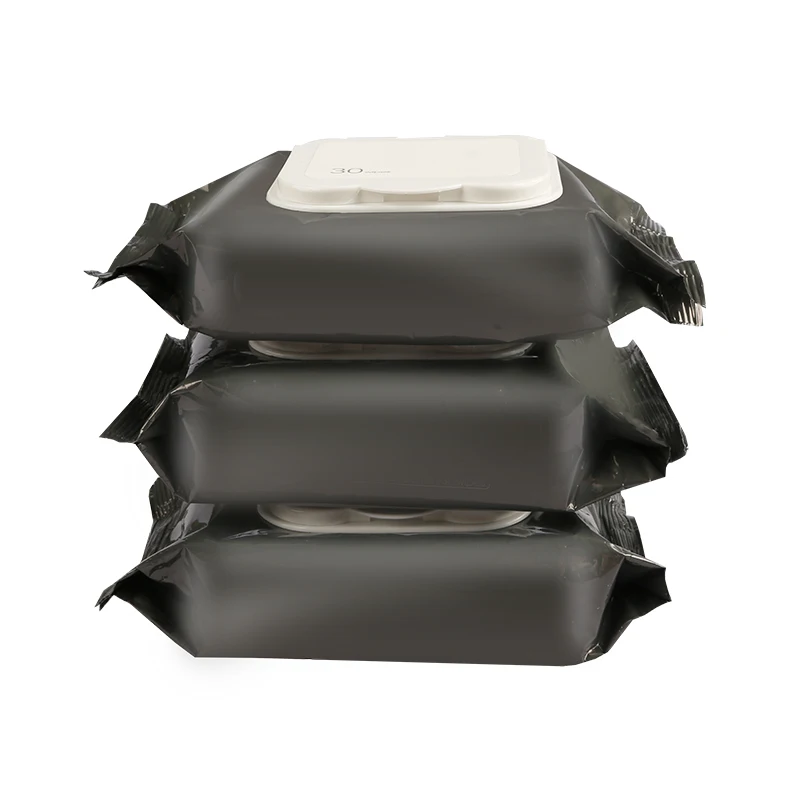 
PERFCT custom logo non-alcohol deep cleaning charcoal makeup remover wet facial wipes with black nonwoven 