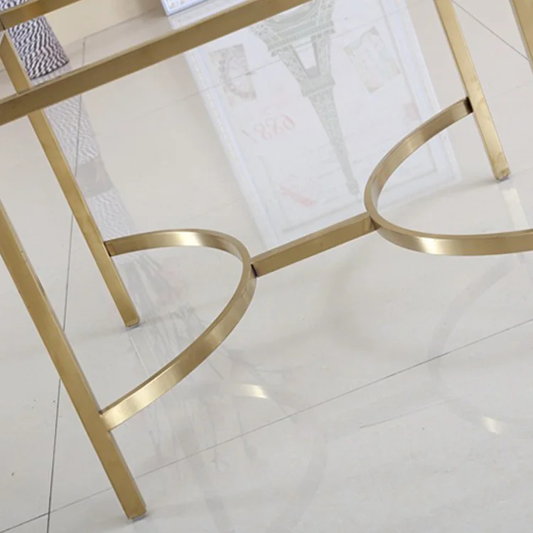 Wholesale Modern New Design Luxury Transparent Square Glass Dining Table With Stainless Steel Frame