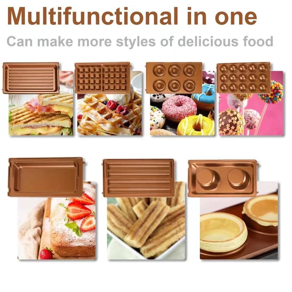 Sonifer SF-6121 home appliances multi plates for donut egg electric breakfast waffle sandwich maker 5 in 1