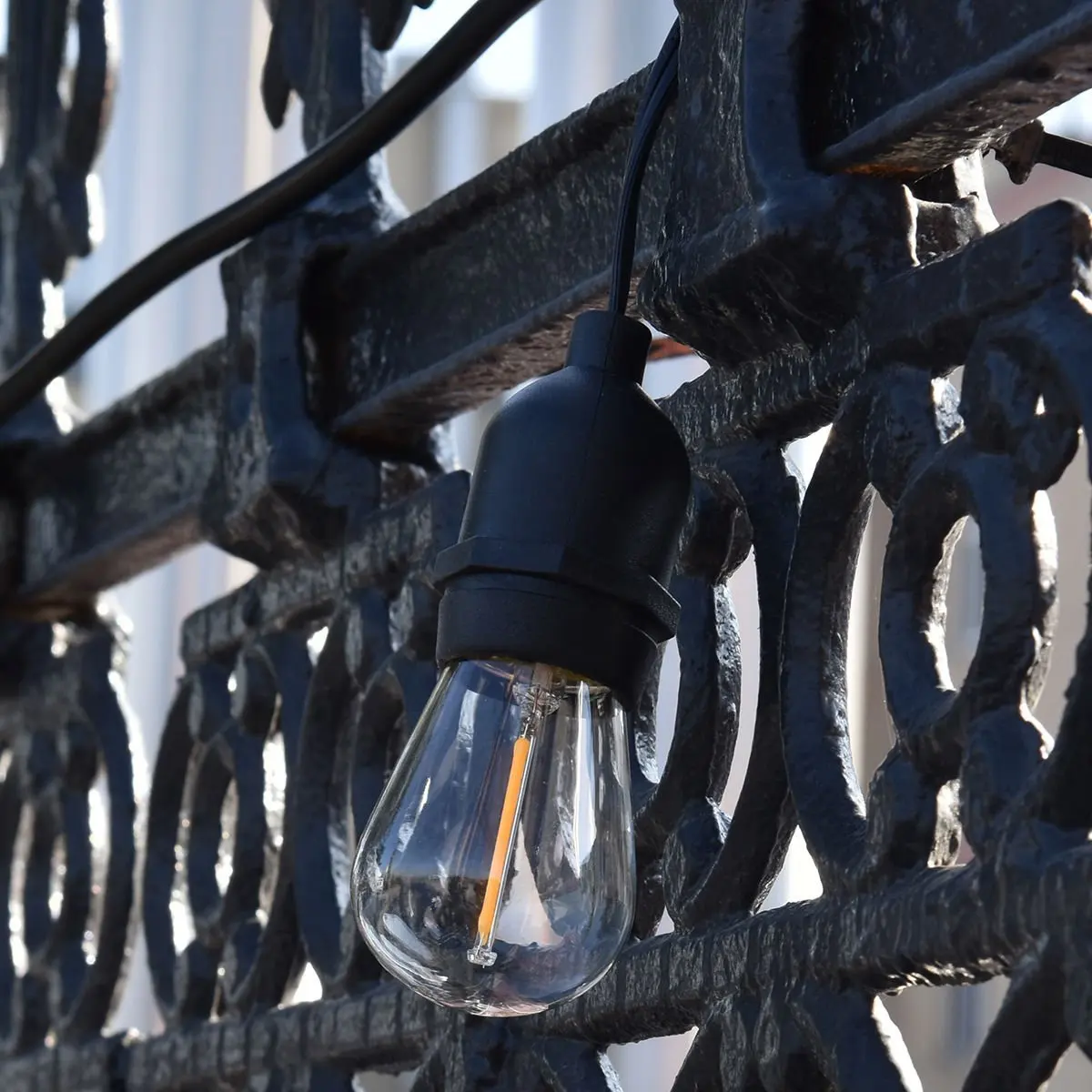 
48 FT Outdoor String Lights with 1.5 W Waterproof Plastic Bulbs Commercial Grade Heavy-Duty LED String Light Ideal for Patio 