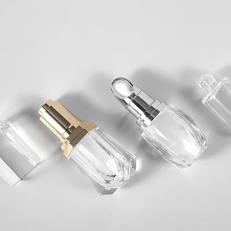 10ml luxury acrylic plastic clear oil bottle with gold dropper for essential oil