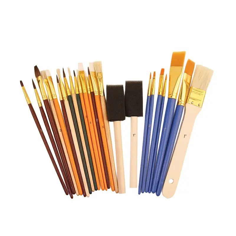 25pcs quality acrylic kids paint brush set for art