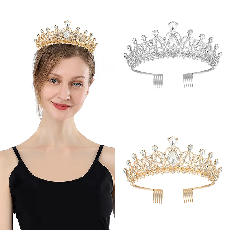 Best Seller Rhinestone Birthday Party Crystal Crown with Combs Queen Diamond Pageant Wedding Bridal Crown Jewelry