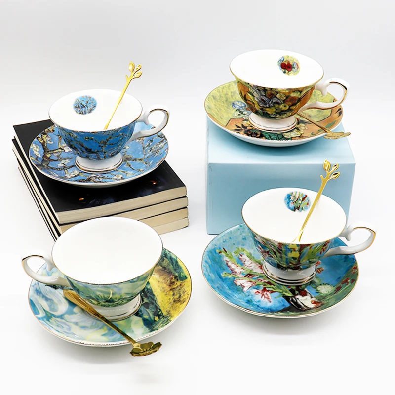 Wholesale Custom Fashion Porcelain Bone China Ceramic Coffee Cup and Saucer Customized Color for Sale