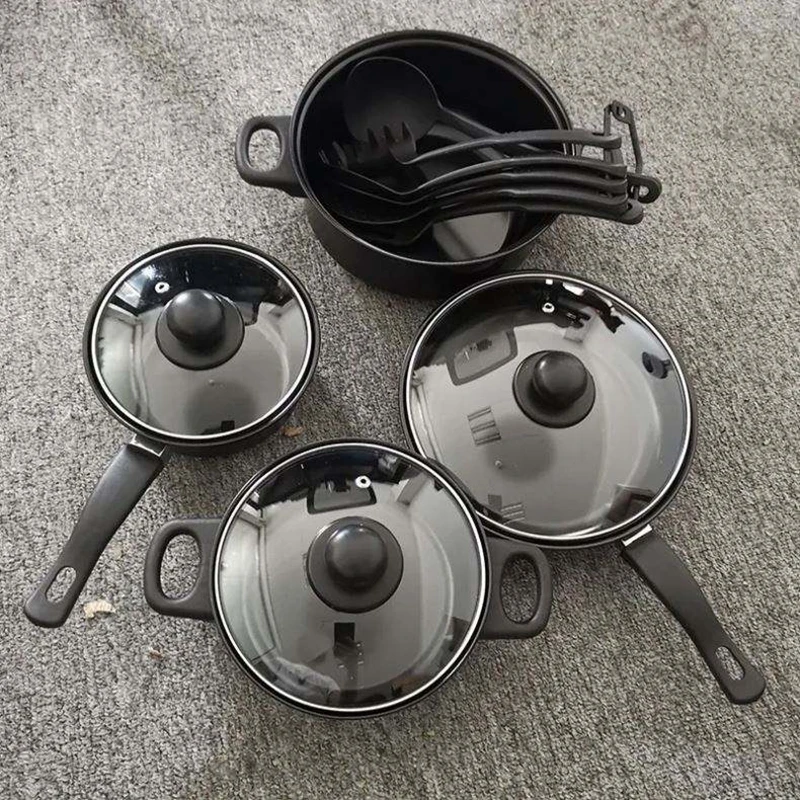 13 pcs set best price carbon steel  non stick cookware sets promotion gift products saucepan red