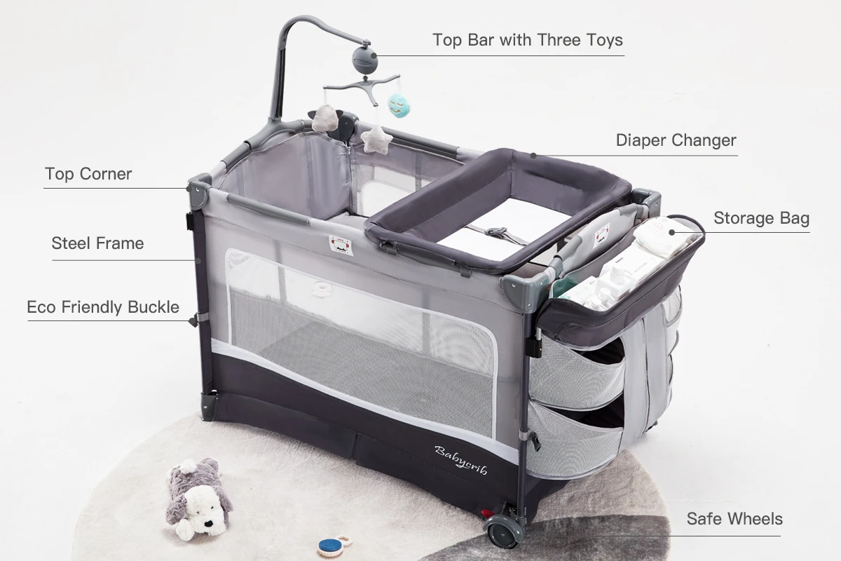 Портативный складной детский манеж для кроватки, детский безопасный манеж с люлькой, детская кроватка/