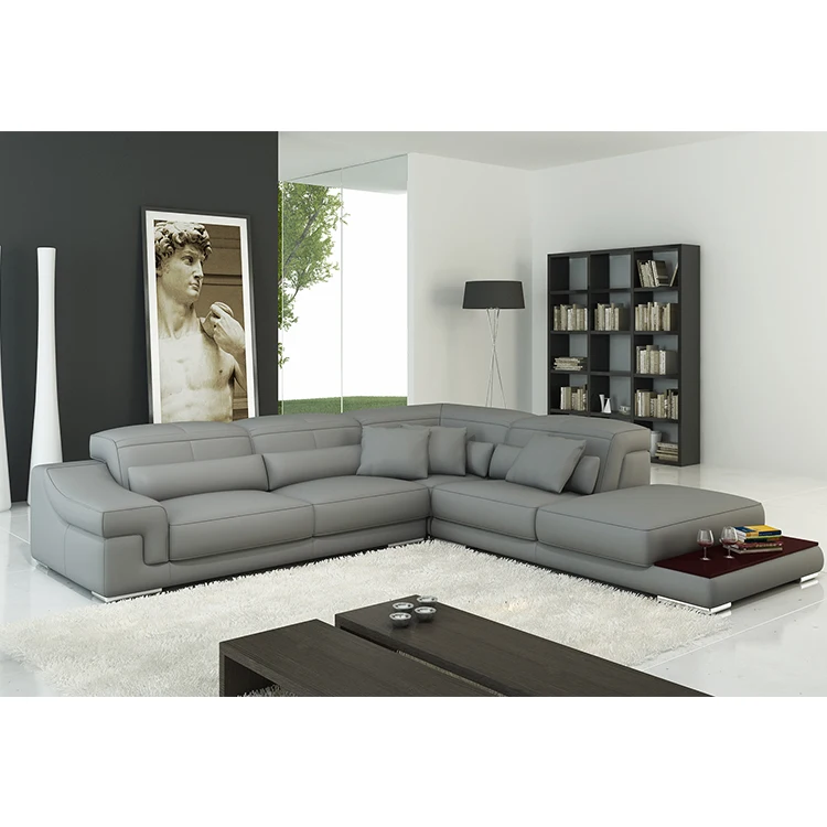 canada hot sale model design leather sectional sofa set L shape sectional corner sofa living room furniture with coffee table