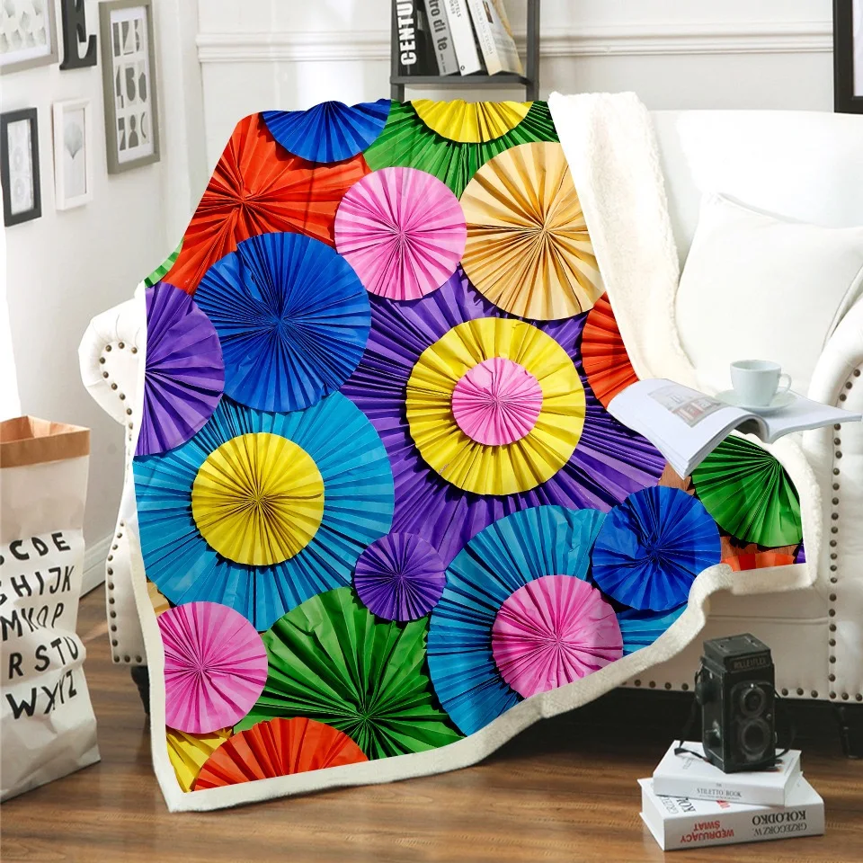 
2021 fashion design 3D printed 2 layer fleece and sherpa soft blanket 