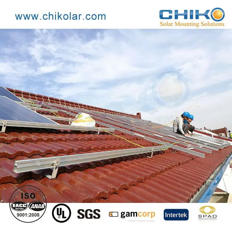 CHIKO Roof Mounting Solar Kits Tile Roof Solar Mounting System Solar Panel Tile Roof Mounting Structure