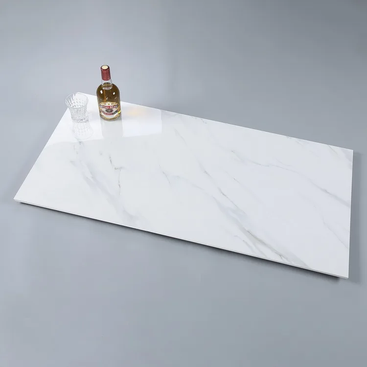 Hotel 600x1200 Large Fully Polished Horse Marble Black White Carrara Porcelain Slab Ceramic Floor Tile